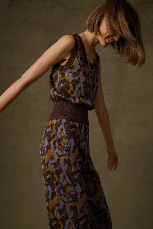 CAMISETA SIN MANGAS DE PUNTO PETON MORADO