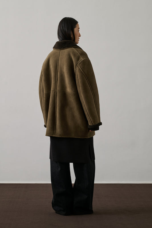 Manteau Breda - Taupe/Gris Foncé - Cuir - Femme