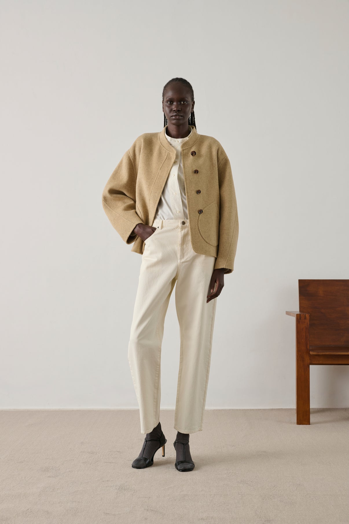 Manteau Windsor - Beige Chiné - Laine - Femme vue 6