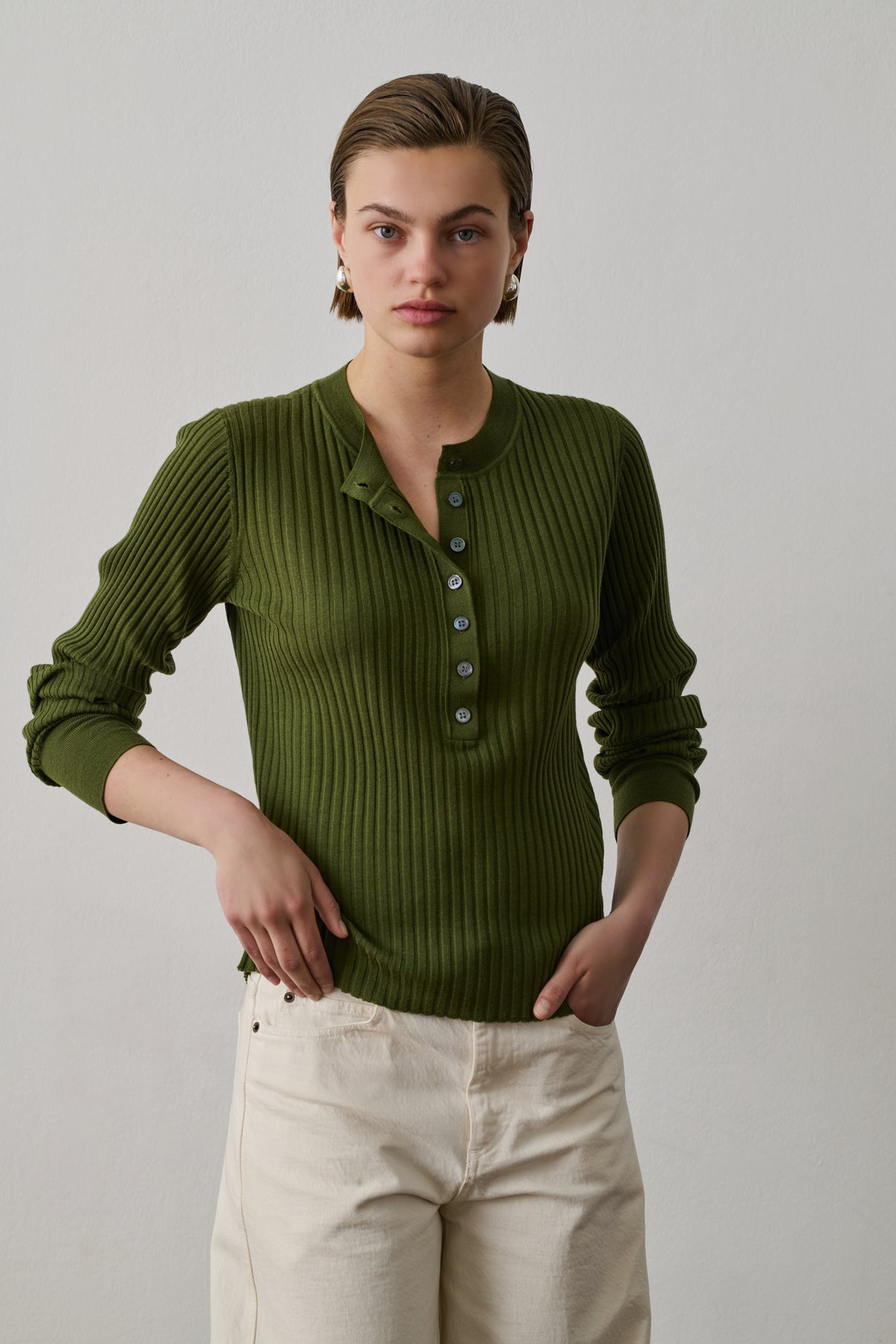 Polo Buffalo - Vert Olive - Laine - Femme vue 1